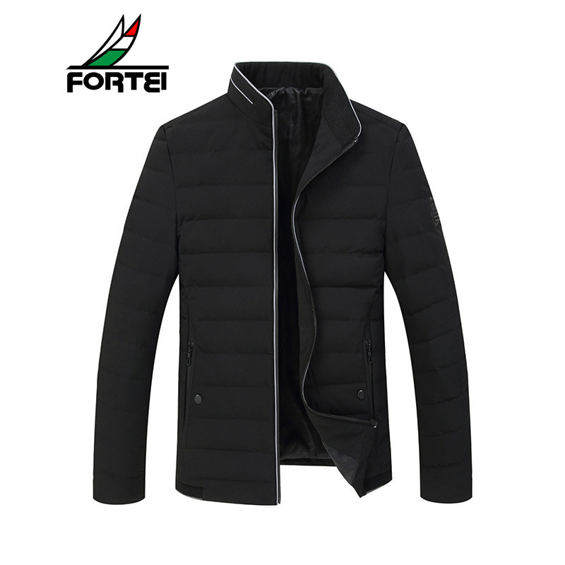 FORTEI富铤 羽绒服男士简欧休闲款男装冬季保暖外套 185/XXL 黑色