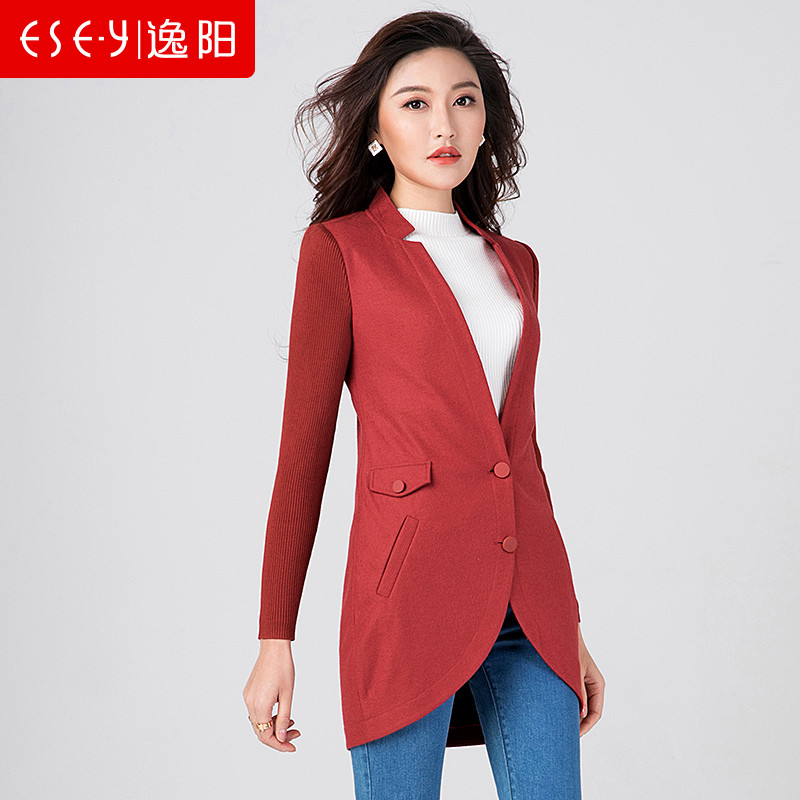 逸阳中长款羊毛2粒扣开衫_1 3XL 红色