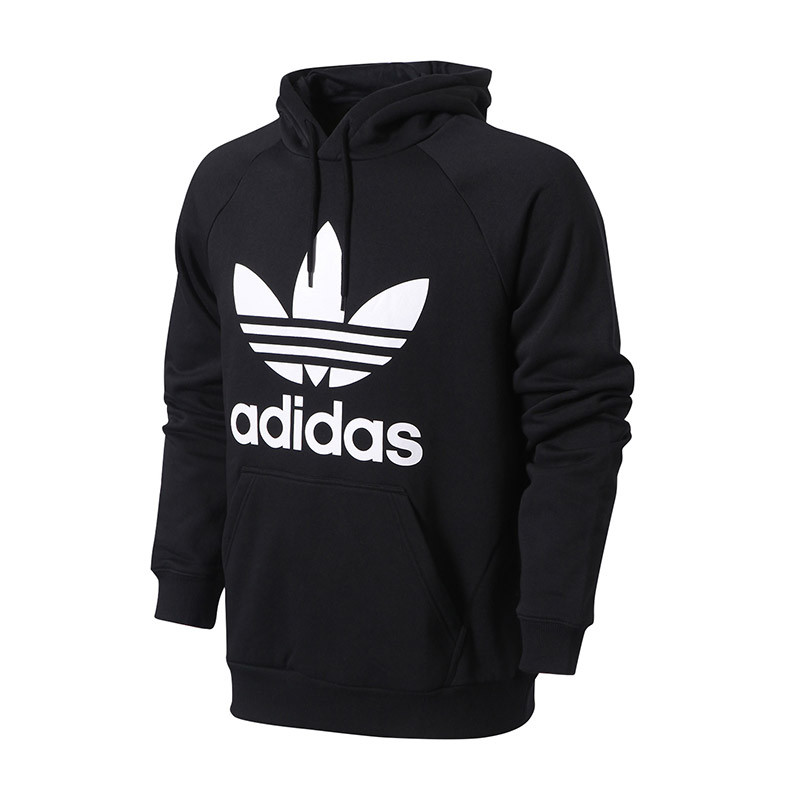 adidas阿迪达斯三叶草运动服大LOGO男装长袖卫衣秋冬季新款CW2358 黑色 L