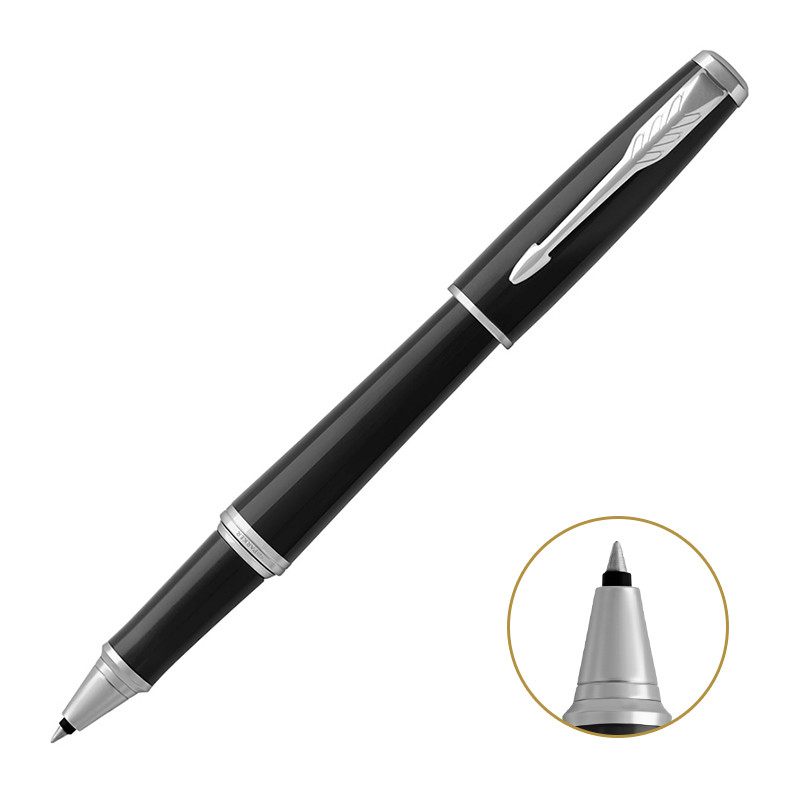 派克PARKER 签字笔 都市纯黑丽雅白夹宝珠笔