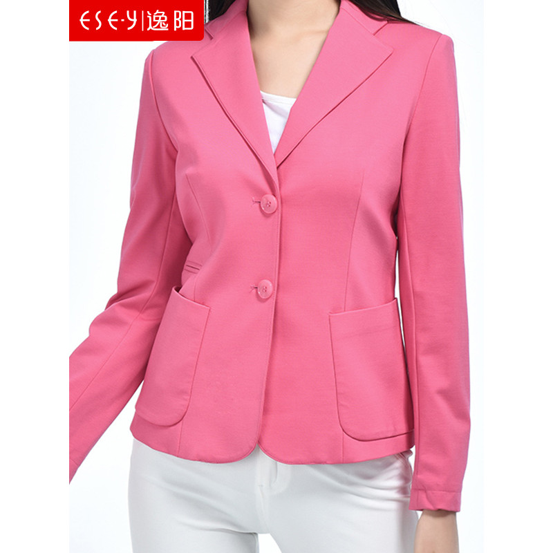 逸阳清长袖西装外套上衣_3 2XL 玫红色