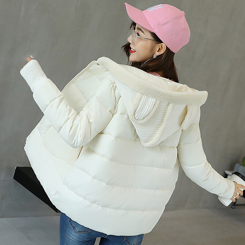 2017新款韩版小款学生棉衣女加厚棉服冬季外套短款棉袄L5 XL110-125 乳白色
