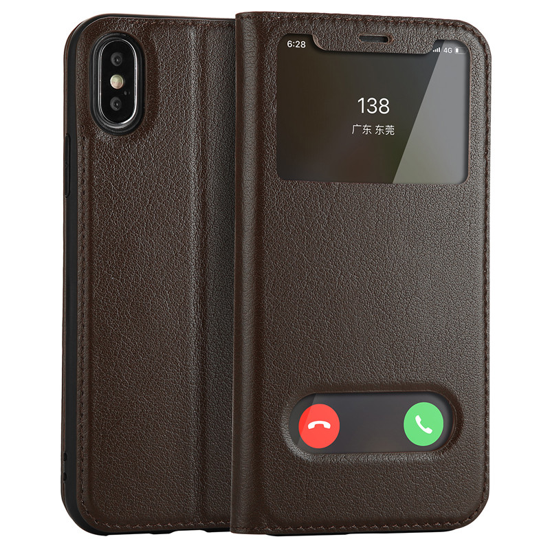 魅爱琳 华为Mate60手机壳Mate60pro+保护套外壳 荔纹真皮商务开窗皮套牛皮 轻薄全包防摔 翻盖支架智能休眠