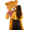 毛绒玩具熊大号泰迪熊公仔布娃娃抱枕熊猫生日礼物送女友抱抱熊 平躺量1.2米彩袋送小熊+玫瑰 浅棕思恋熊白条毛衣