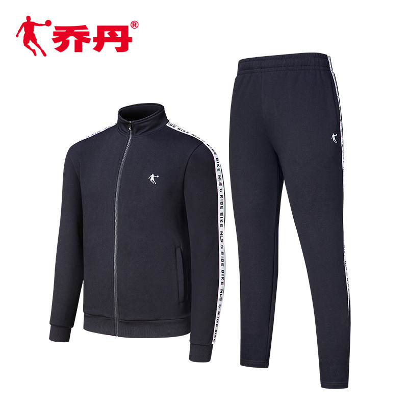乔丹套装2017冬季男子运动套装保暖针织长袖套装跑步运动服饰男款XWW4372535 XG 黑色 3XL（185）