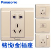 Panasonic松下开关插座铭悦香槟金5孔二三插五孔86型墙壁电源家用插座面板WZD122/501/622 插座 2端子音响插座