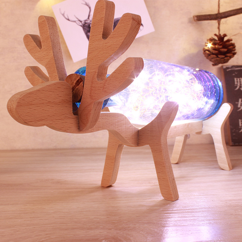 圣诞节礼物创意麋鹿灯小夜灯送女生平安夜生日礼品送女友男朋友浪漫特别的实用 北欧风格麋鹿灯（一路有你）海蓝色