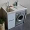 组合洗手台面盆连体厨房套餐洗衣盆落地组合柜卫生间洗衣机不锈钢洗衣机柜洗衣盆搓衣板1.5米左 1.1米右盆盆三色可选