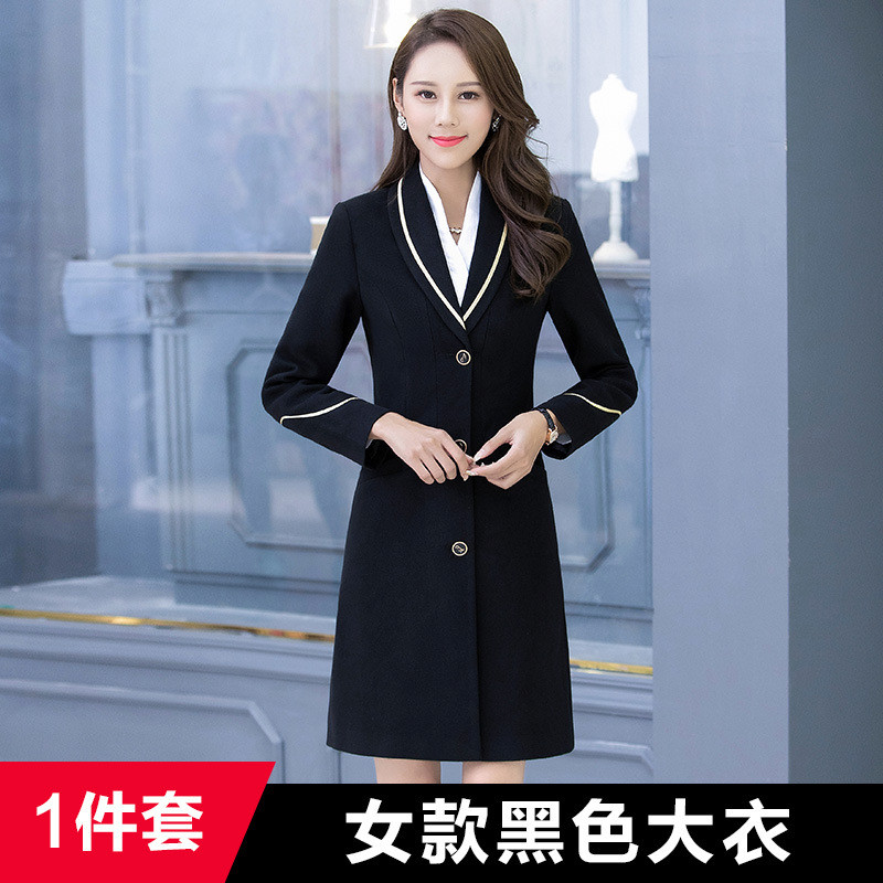秋冬新款工作服大衣女冬季职业装加棉加厚中长