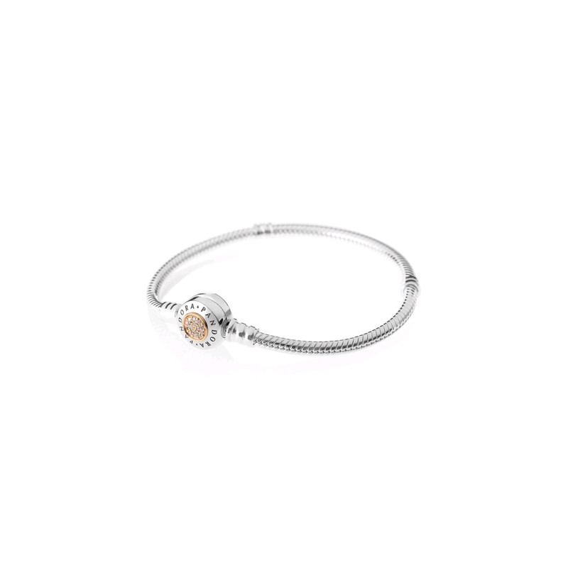 PANDORA潘多拉 PANDORA全新经典925银+14K金手链 590741CZ 银色金色
