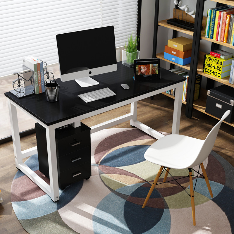 简易双人电脑办公桌简约现代家用单人台式组装卧室写字小书桌定做 长140宽50高74升级加固版