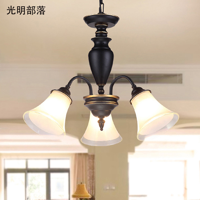 GMBL光明部落美式乡村田园吊灯欧式led客厅灯卧室灯北欧餐厅灯书房灯具个性创意灯饰 3头配白光灯泡