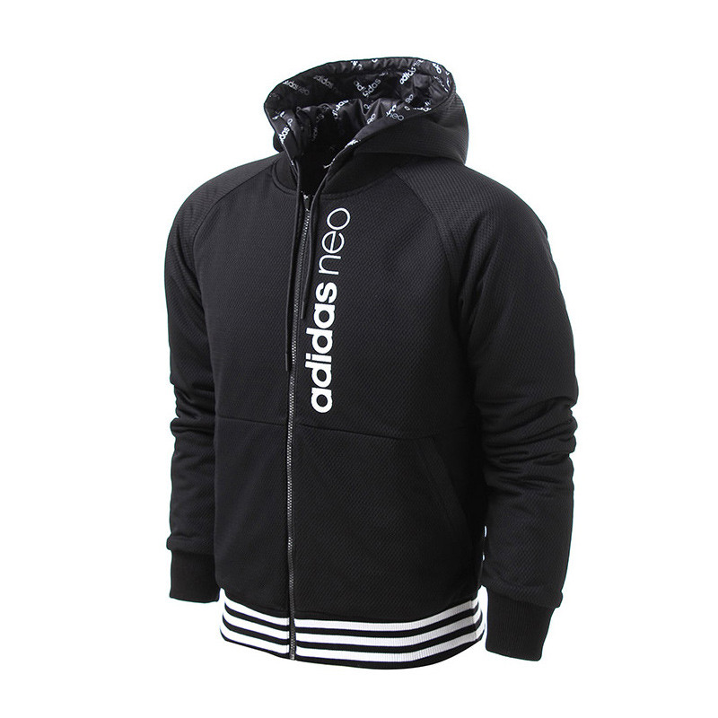 阿迪达斯NEO男装2017新款休闲运动连帽保暖夹克外套BK0536 2XL BK0536