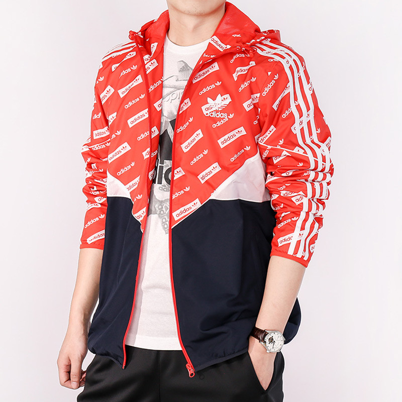 阿迪达斯三叶草外套2017秋季男子防风衣运动休闲透气夹克BR9496 M BR9496