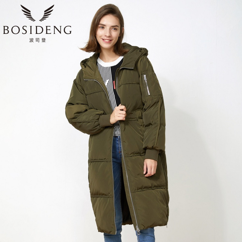 波司登2017新品保暖时尚休闲女士外套宽松羽绒服B70142554_1 155/80A 深军绿4163