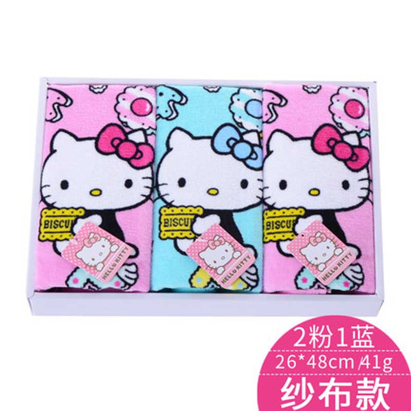 hello Kitty毛巾 26*47cm 【纱布款】2粉色1蓝色