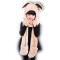 贝迪牛秋冬学生韩版套装可爱帽子围巾手套三件套儿童熊猫保暖围脖 1岁-8岁 粉色兔子帽子围巾手套一体