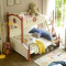 A家家具 地中海高低子母床简约公主儿童床上下床实木带护栏双层床 1.5m高低床（蓝色）