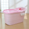 超大号浴桶洗澡桶儿童塑料浴盆木沐浴桶加厚浴缸泡澡桶白色加大1.2米+礼包 淡粉色1.05米款+