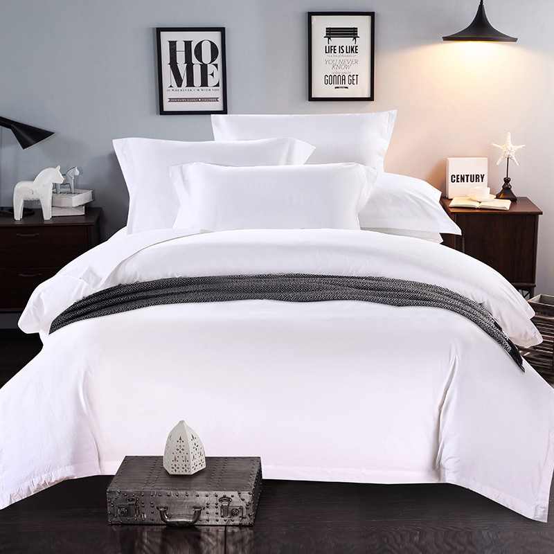 宾馆酒店床上用品宾馆四件套全棉纯白色贡缎三4件套床单被套床品 1.8m床 被套