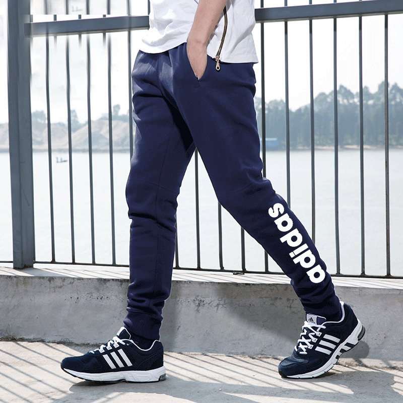 阿迪达斯adidas男裤冬季针织保暖收口小脚裤休闲长裤-BP8742 S BQ9089