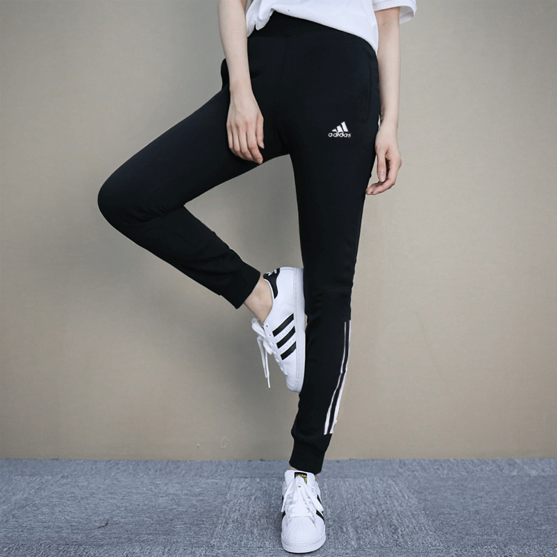 阿迪达斯正品女冬季加绒运动裤收脚保暖针织长裤收腿裤BK7065 XS BK7065