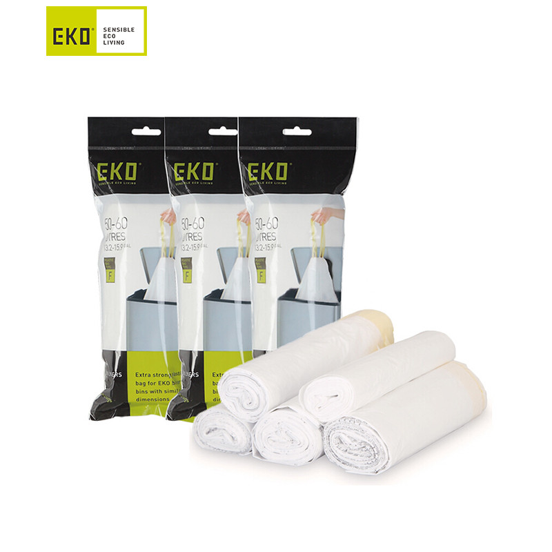 宜可(EKO)垃圾袋EK33801 3-6L 加厚点断式自动收口小中大号抽取垃圾袋家用手提式抽绳塑料袋