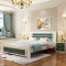 卡米蒂 双人床 现代简约主卧全实木床1.5m米经济型1.2米单人床松木床 1.35*2白绿色+送椰棕床垫