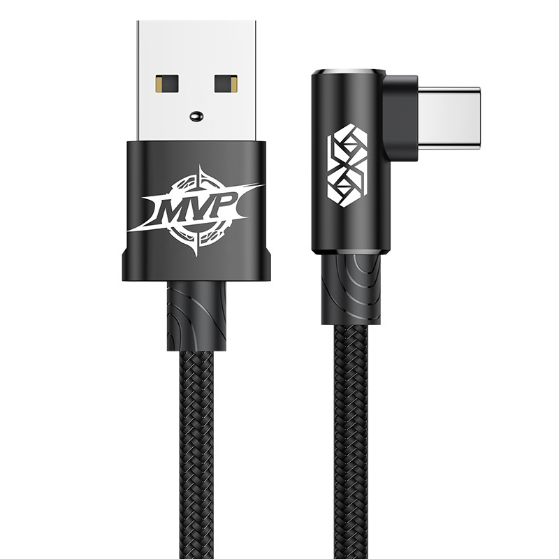 倍思 MVP王者弯头手游数据线 USB-A转Type-C 2A 1M 黑色