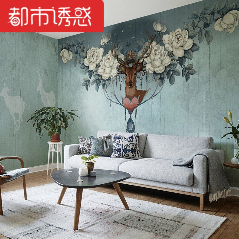 北欧壁纸电视背景墙艺术墙纸复古无纺布无缝墙布玄关定制壁画 【无缝】环保无纺布/平方