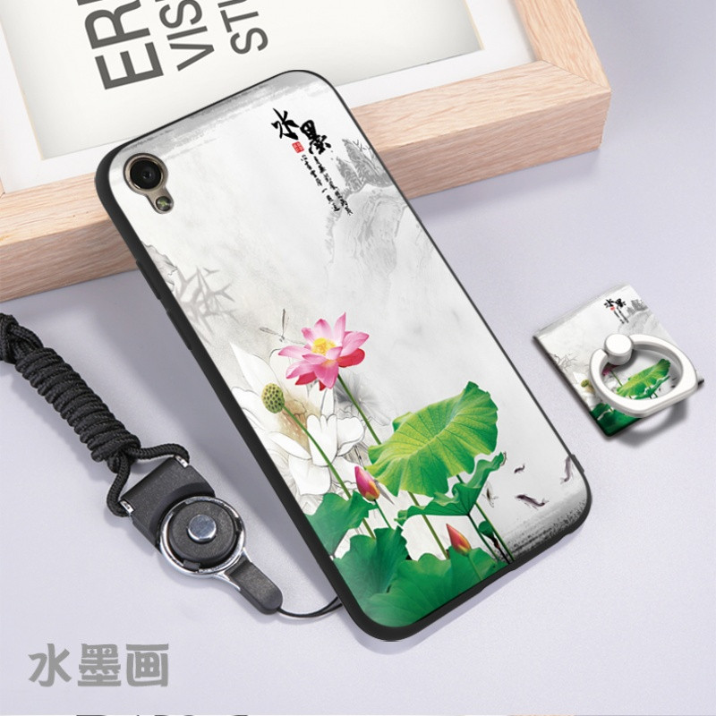 oppoa37手机壳opopa37t保护套opa37c软m软胶opp0a37u卡通a37m 水墨画+指环+挂绳