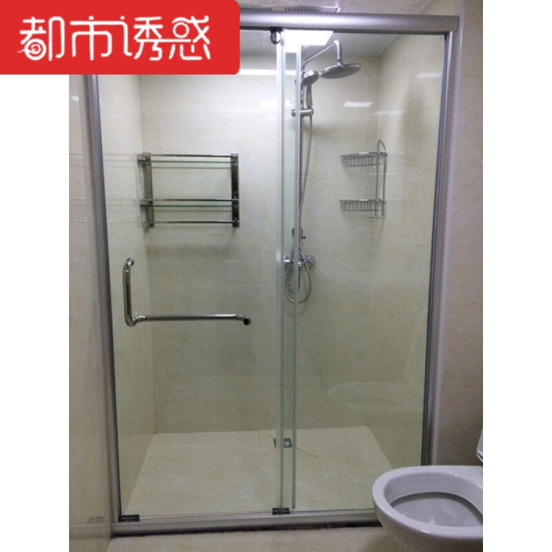 定制推拉门屏风洗澡间一字形移门隔断浴室干湿分离淋浴房8MM钢化玻璃/平米不含蒸汽 默认颜色