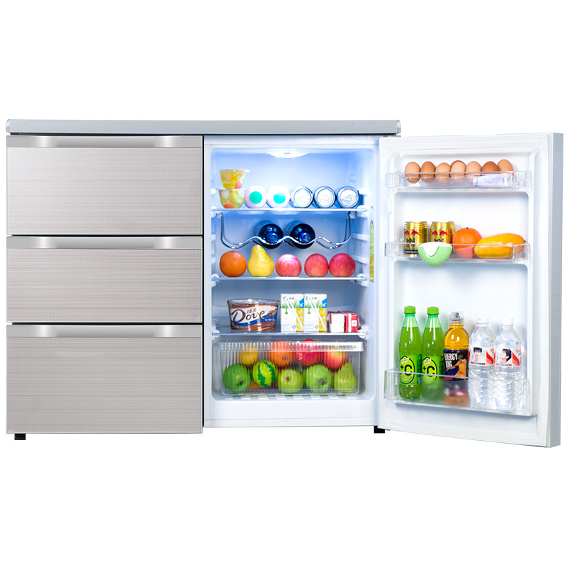 尊贵（ZUNGUI） BCD-210CV 210升卧式冰箱家用冰柜 直冷抽屉式柜式 小型双门橱柜嵌入式矮式电冰箱 酷金
