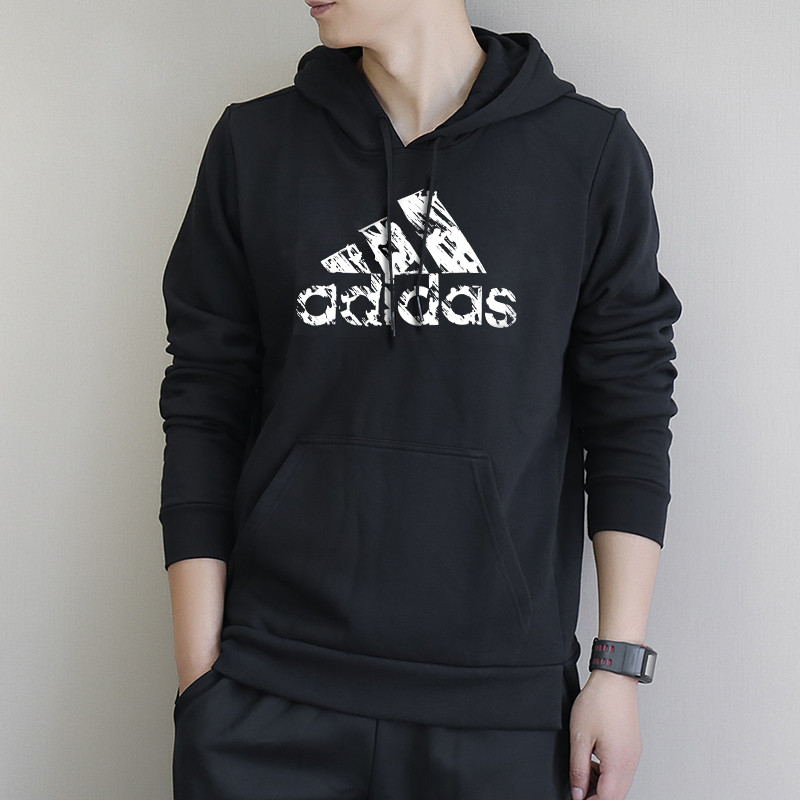 阿迪达斯正品2018春季新款男运动休闲套头卫衣帽衫ADIHG1-BBU