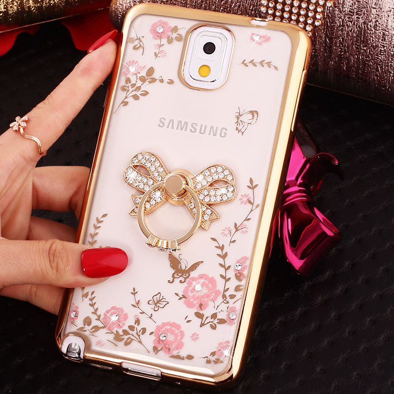 三星note3指环壳印花n9009保护套n9002潮女n9008v软壳n9005手机壳 蝴蝶结-金