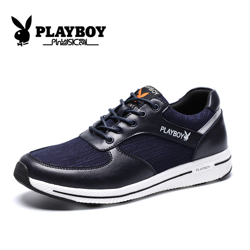 花花公子(PLAYBOY)百搭男鞋秋季时尚潮流运动鞋透气跑步鞋 X39314 深蓝色 38码