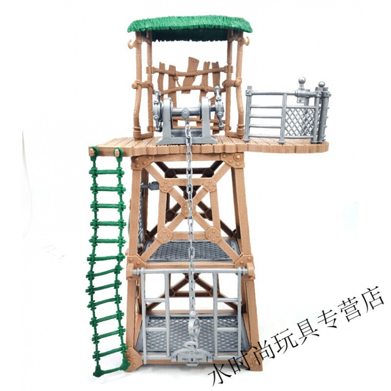 水时尚实心恐龙模型仿真玩具副栉龙霸王龙暴龙翼龙镰刀龙双冠龙棘龙五角_1 捕兽塔台