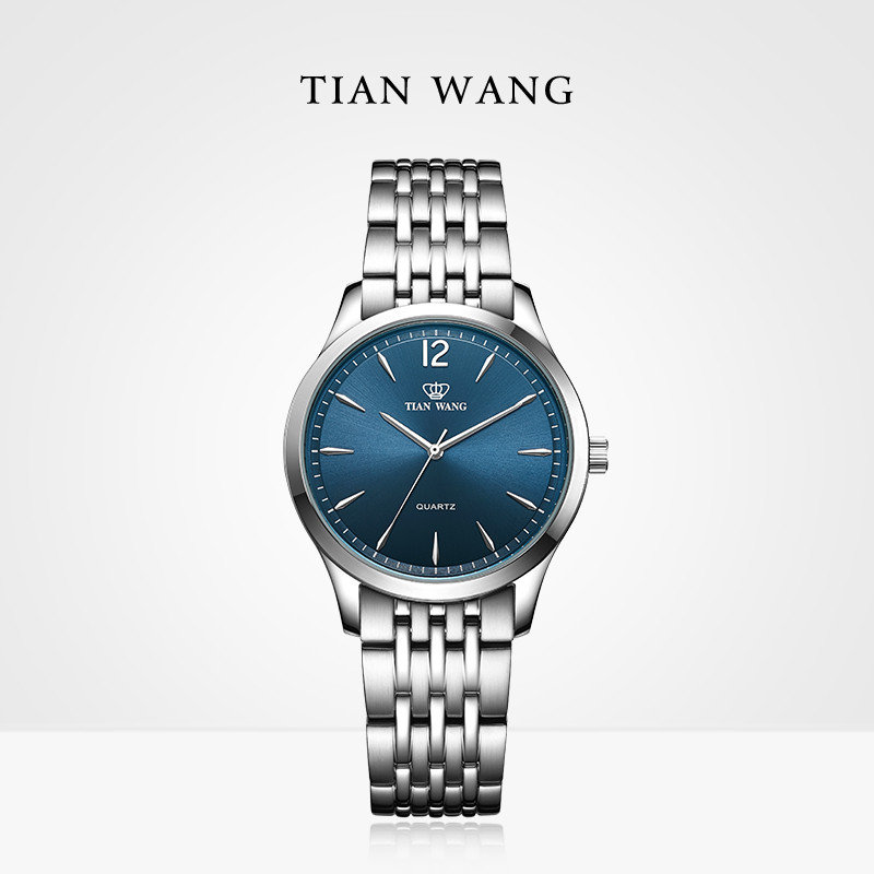 天王表(TIANWANG)手表 钢带石英女士表休闲情侣表时尚女表LS3993 蓝色