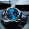 天王表自动机械表正品防水皮带男表休闲时尚男士手表5999 蓝面蓝表带