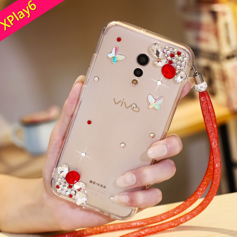 Vivox6paly手机壳viviplay6L镶钻xplay6曲屏vovixpIay 红宝石+红沙链