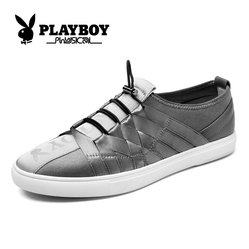 花花公子PLAYBOY 男鞋套脚休闲鞋运动休闲户外板鞋 X39055 深灰色 42码