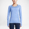 NIKE耐克DRI-FIT女跑步速干针织衫长袖T恤-718583-486 L 蓝色
