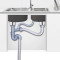 厨房洗菜盆下水管 水槽下水器双槽单槽水池排水管防臭不锈钢配件 C010C 双槽有溢水孔下水管+钢头2个+提篮2个