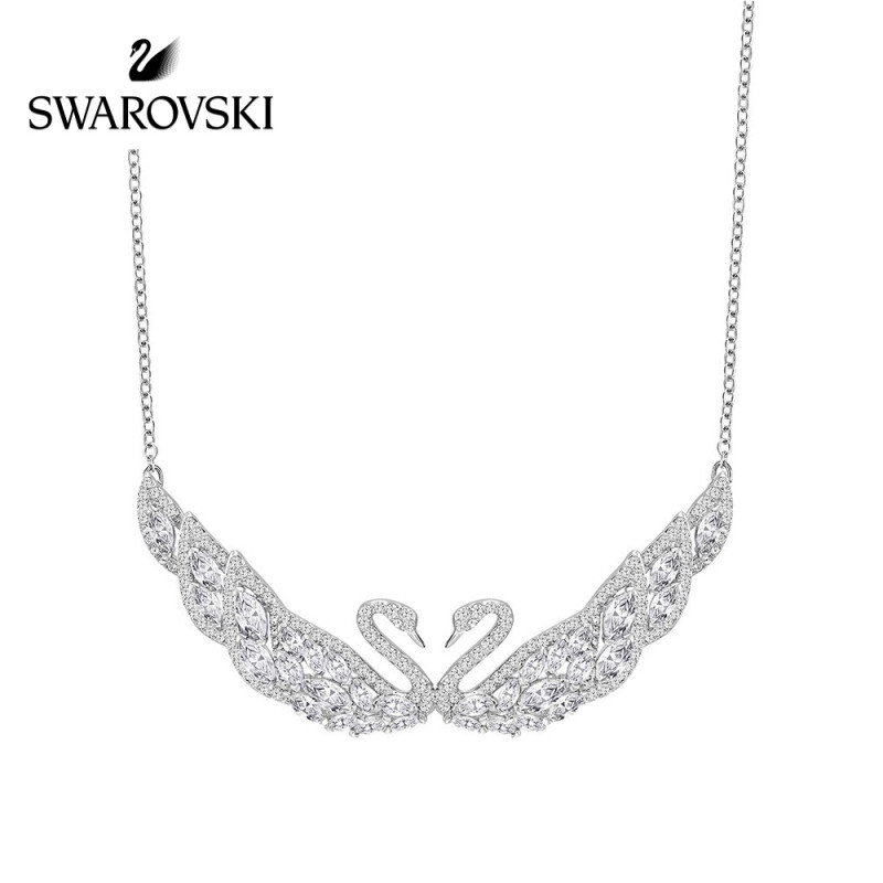 施华洛世奇 SWAN LAKE双天鹅项链女水晶般质感锁骨链5201962 白金色