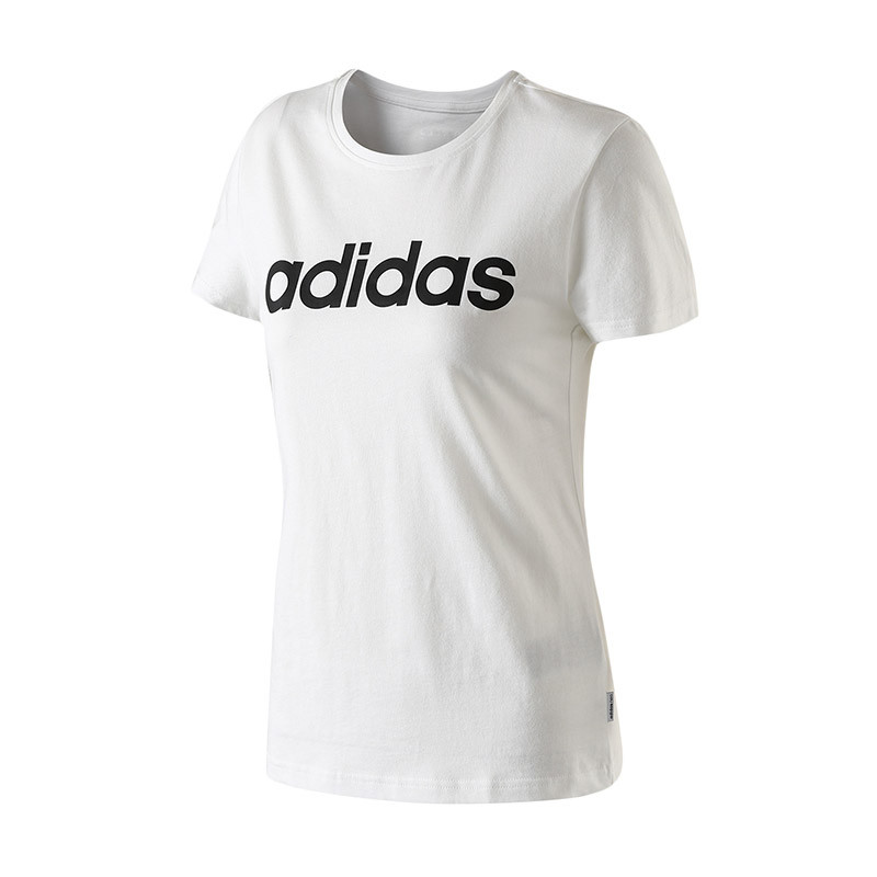 adidas阿迪达斯NEO女子短袖T恤2018新款修身休闲运动服 CV9177 M 白色