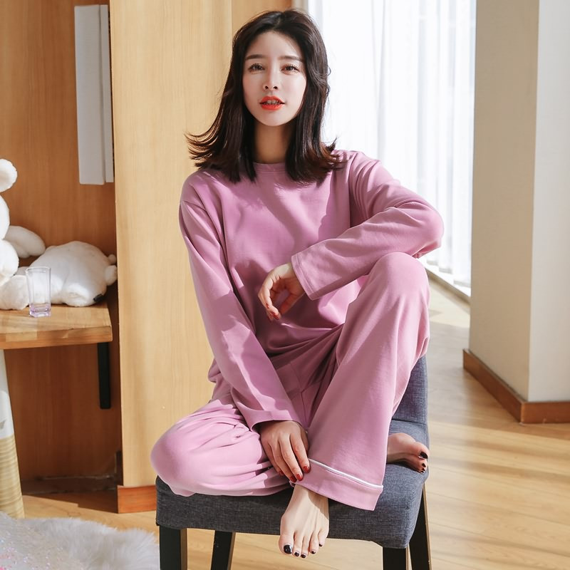 茵珠麗YinZhuli 2018棉质长袖女士睡衣春秋季韩版可外穿女生家居服套装女 春秋天少女时尚休闲居家服8531 L 3号款