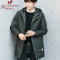 富贵鸟(FUGUINIAO)羽绒服男中长款加厚连帽青年衣服潮流男装新款韩版外套 FG7006 绿色 4XL