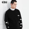 GXG卫衣男装 春季潮流修身黑色短袖圆领套头卫衣#171831511 185/XXL 黑色