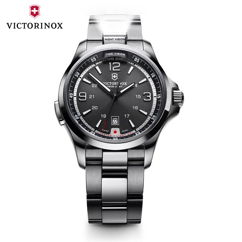 维氏Victorinox 夜视系列石英表瑞士手表钢带黑盘男士手表241569 241569