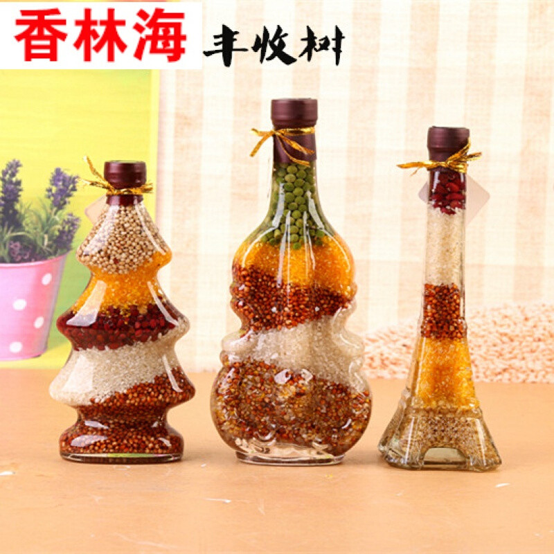 洋子（YangZi）创意厨房餐厅酒柜橱柜家居摆件装饰品工艺品五谷丰登杂粮玻璃瓶_1 丰收树提琴福塔